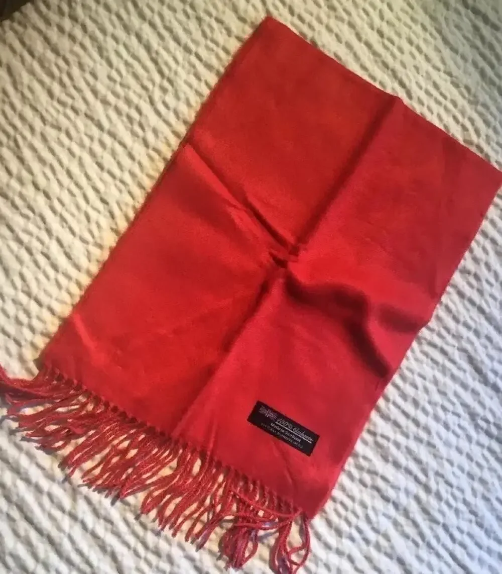 100% cashmere scarf from Scotland- Red- New - Free Shipping